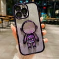 thumbnail image 2 of Astronaut Phone Case for iPhone 15,Cute Astronaut Colorful Star Sequin Liquid Quicksand Phone Case Luxury Glitter Bling 6D Electroplated Soft TPU Protector Purple, 2 of 14