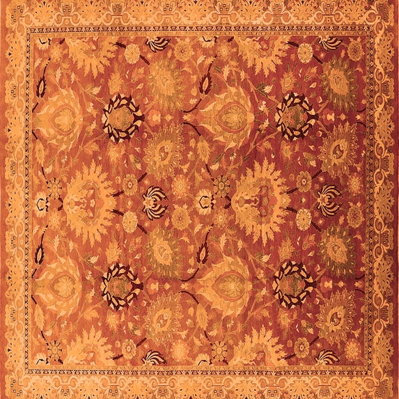 Ahgly Company Indoor Square Oriental Orange Industrial Area Rugs, 8' Square