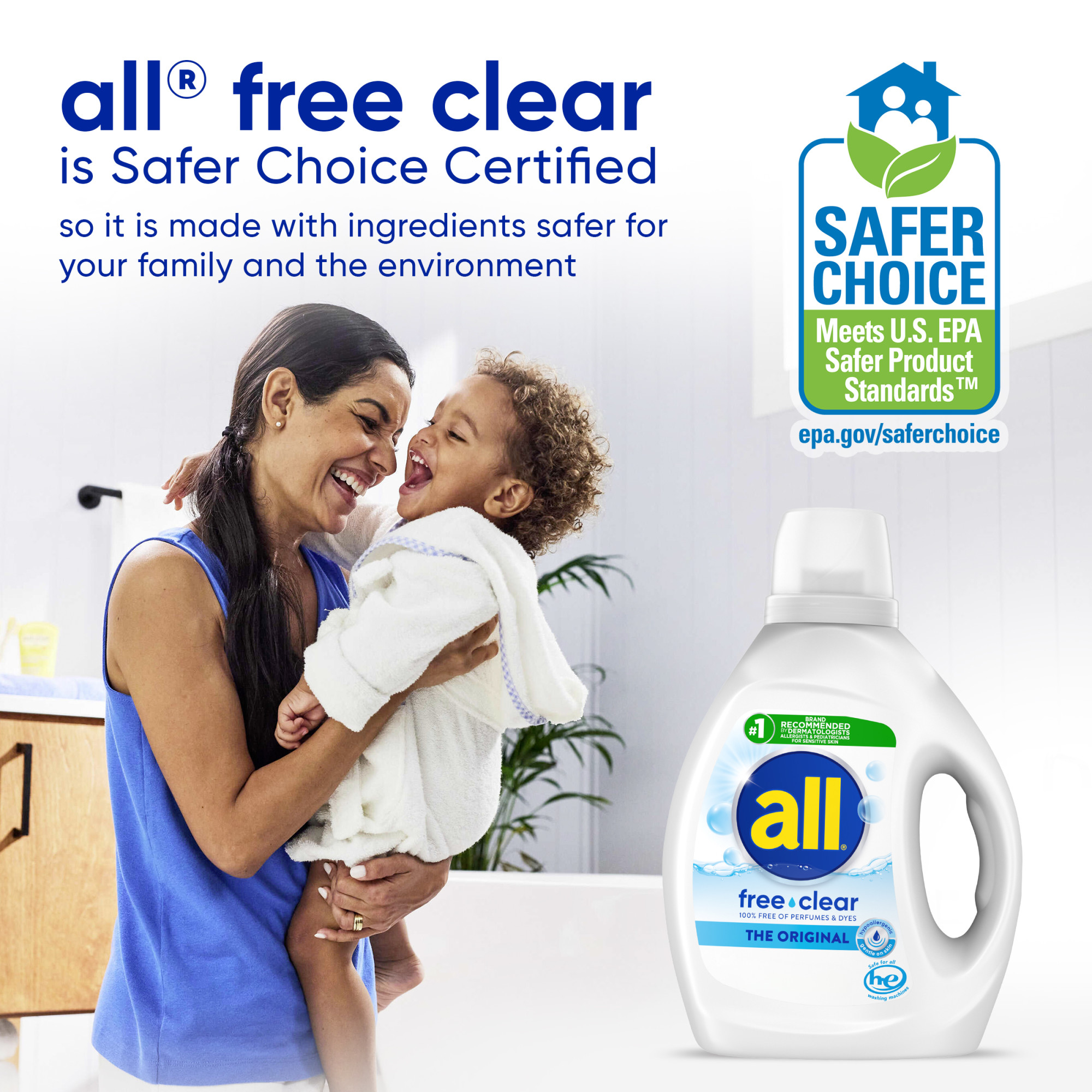 all Liquid Laundry Detergent, Free Clear for Sensitive Skin, 184.5 Ounce, 123 Loads - image 5 of 9