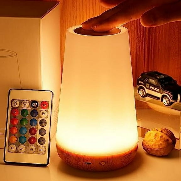 Night Light, Dimmable Touch Lamp for Bedroom, Portable Table Bedside Lamp, 5 Brightness & 13 RGB Colors, Night Lights for Bedroom/Baby