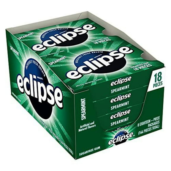 Eclipse Spearmint Chewing Gum Tear Pack, 18 Pieces, 8 Count