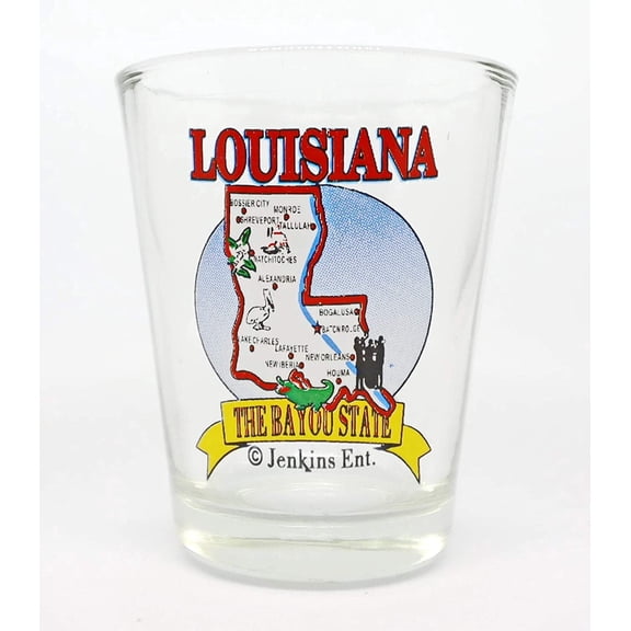 Louisiana State Elements Map Shot Glass