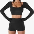 thumbnail image 3 of Top de yoga para mujer Ticfox Manga larga Fitness Sujetador de yoga 78% nailon 22% poliuretano, 3 of 7