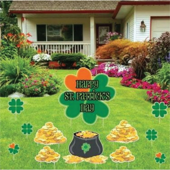Victory Store Shamrock and Gold St Patricks Day Outdoor Decor Set 12990