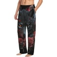thumbnail image 2 of Uemuo Rose Full Moon Black Wolf Pattern Men's Wide Leg Palazzo Lounge Pants with Pockets Light Weight Loose Comfy Casual Pajama Pants-Medium, 2 of 9