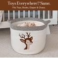 thumbnail image 4 of Deer Nursery Storage Basket – Large 15”x11” Cotton Rope Bin with Felt Animal Patch – Baby-Safe Toy Organizer, Laundry Hamper, Diaper & Towel Holder, Foldable & Washable, 4 of 7