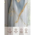 thumbnail image 5 of Modern Marble Sheer Curtains 54 Inch Length 2 Panels Set, Abstract Ink Painted Art Golden Voile Window Treatment Rod Pocket Short Kitchen Curtains Drapes for Bedroom 52"x54"x2, 5 of 7