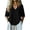 Black18, variant on Summer Tops V Neck 3/4 Elastic Cuff Blouse, Casual Crinkled Linen Cotton Textured Top, Loose Curved Hem Breathable Lightweight Shift Shirt Summer Tops