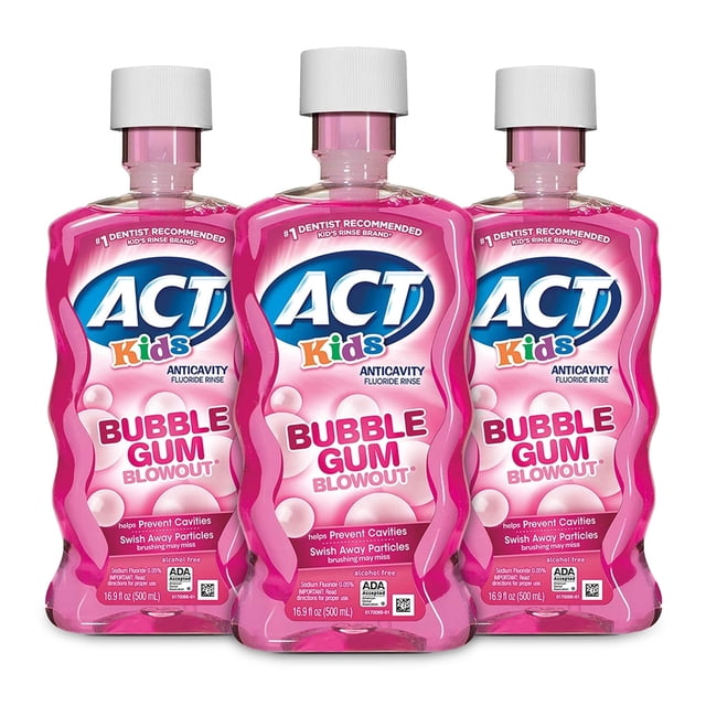 Enjuague Fluorado Anticaries para Niños ACT Sabor Chicle 3x500ml