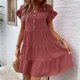 thumbnail image 3 of 2024 Verano Nuevo vestido casual simple Falda versátil con volantes y botones europeos y americanos, 3 of 4