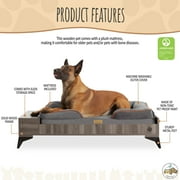 TailZzz Wyatt Wooden Pet Bed with Mattress | Small to Medium Pet Bed with Mattress | Elevated Pet Bed | Wooden Pet Bed with Storage | Greenguard Gold Certified Wooden Pet Bed