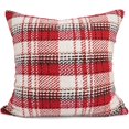 thumbnail image 1 of ZECATL Housse de Coussin Décorative à Rayures et Carreaux en Coton et Lin, Taie d'Oreiller pour Canapé Intérieur Rouge 18x18 Pouces 45x45 cm, 1 of 7