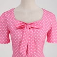 thumbnail image 5 of Hfolob Womens Dresses Women's Square Neck Short Sleeve Bow Dots Vintage Dress Party Dress, 5 of 9