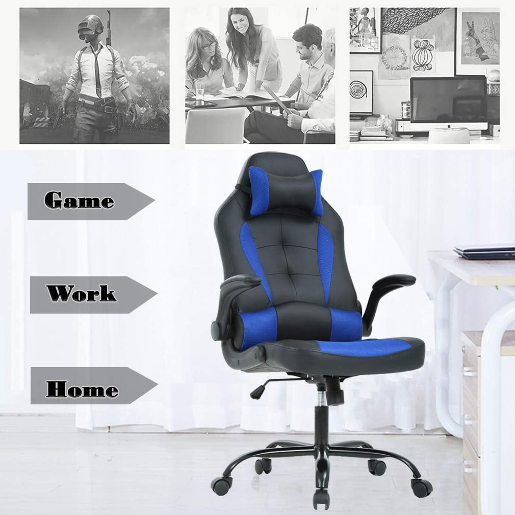 BestOffice Ergonomic Gaming Chair, Lumbar Support, Swivel Rolling for Men, Women(Blue)