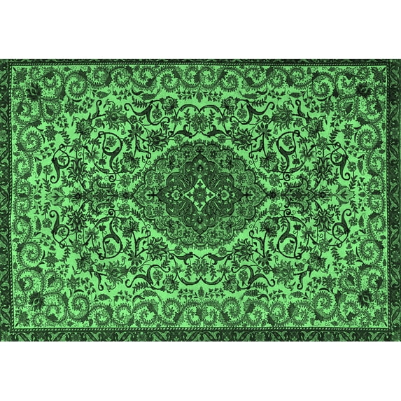 Ahgly Company Indoor Rectangle Persian Emerald Green Traditional Area Rugs, 8' x 12'