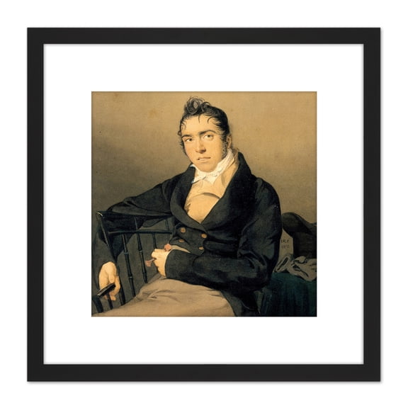 Smith Portrait Merchant Allan Melville Painting 8X8 Inch Square Wooden Framed Wall Art Print Picture with Mount