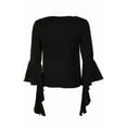 thumbnail image 2 of J.O.A. Womens Ruffle Peasant Blouse, Black, Large, 2 of 3