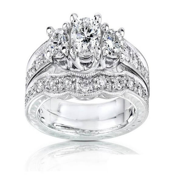 Gleaming Three Stone Inexpensive Diamond Wedding Set 1 Carat Round Cut Diamond on 10k Gold