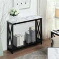 thumbnail image 1 of Oxford Table Console avec Tablette en Faux Marbre Blanc et Dessus en Bois Noir, 1 of 6