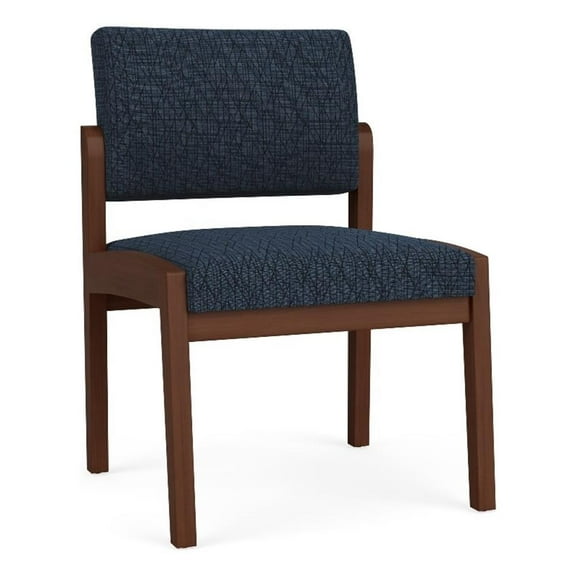 Pemberly Row Reception Waiting Room Armless Guest Chair/Walnut Wood/Blue