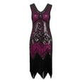 thumbnail image 2 of Adults Sets Women's 1920s Flapper Dress Vintage Lace Fringed Dress with 20s Accessories Set Hot Pink, XL, 2 of 4