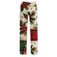 thumbnail image 4 of Lumtrix Womens Christmas Pajama Pants Cute Funny Holly And Berries Printed Pajamas Bottoms Comfy Elastic Waist Palazzo Pants Fall Pajamas Red 2XL, 4 of 6