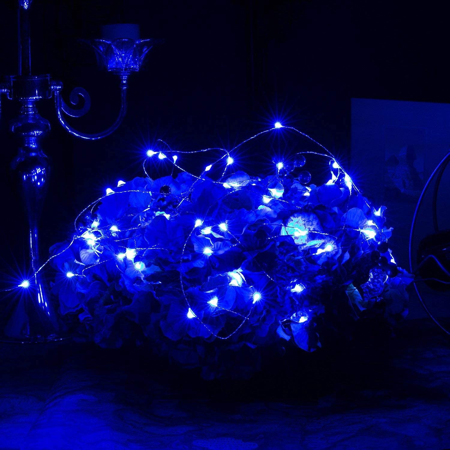 HomeDDecor Copper Wire String Lights, Fairy Light USB Plug in 66ft 200 Led Christmas String Light for Indoor Xmas Tree Wedding Party Patio Decor((Blue)