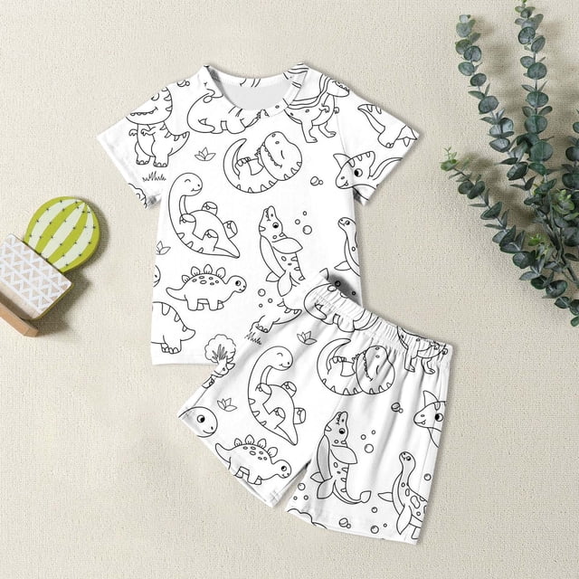 Girls Printed Sleepwear Set Soft Stretchable Pajamas Comfortable Outfits For Outdoor Activities And Everyday Wear Cozy Two Piece Design For Spring Summer Seasons
