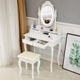 thumbnail image 3 of Hassch Makeup Vanity Table with Lighted Mirror and Cushioned Stool, Modern Dressing Table with 4 Drawers, Easy Assembly, White, 3 of 7