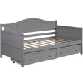 thumbnail image 2 of Twin Size Daybed with 2 Storage Drawers, Platform Storage Bed with Safety Guardrail and Slat Support, Sofa Bed for Bedroom Living Room, No Box Spring Needed,Black, 2 of 6