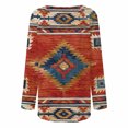 thumbnail image 5 of USSUMA Womens Long Sleeve Shirts Western Aztec Print Fit Tops Fall Casual Fashion Round Neck Blouses, 5 of 5