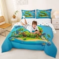 thumbnail image 3 of Feelyou Cartoon Dinosaur Letter S Print Full Size Comforter Sets for Boys Girls, Cute Animal Bedding Sets, Blue, Polkadot Reversible, 3 Pieces, 3 of 6