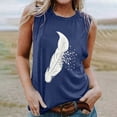 thumbnail image 2 of Camiseta sin mangas con estampado de plumas para mujer, blusa sin mangas gráfica divertida para playa de verano para niñas adultas Pompotops  lopia991211, 2 of 6