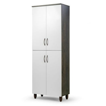 Glamour Home Anthea 4-Door Wood Shoe Cabinet with Four Shelves in White
