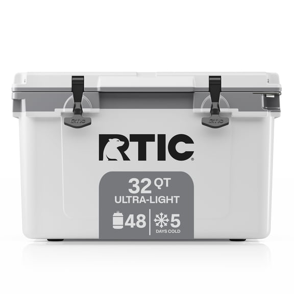 RTIC 32 Qt 48-Can Ultra-Light Ice Chest Cooler, White & Grey