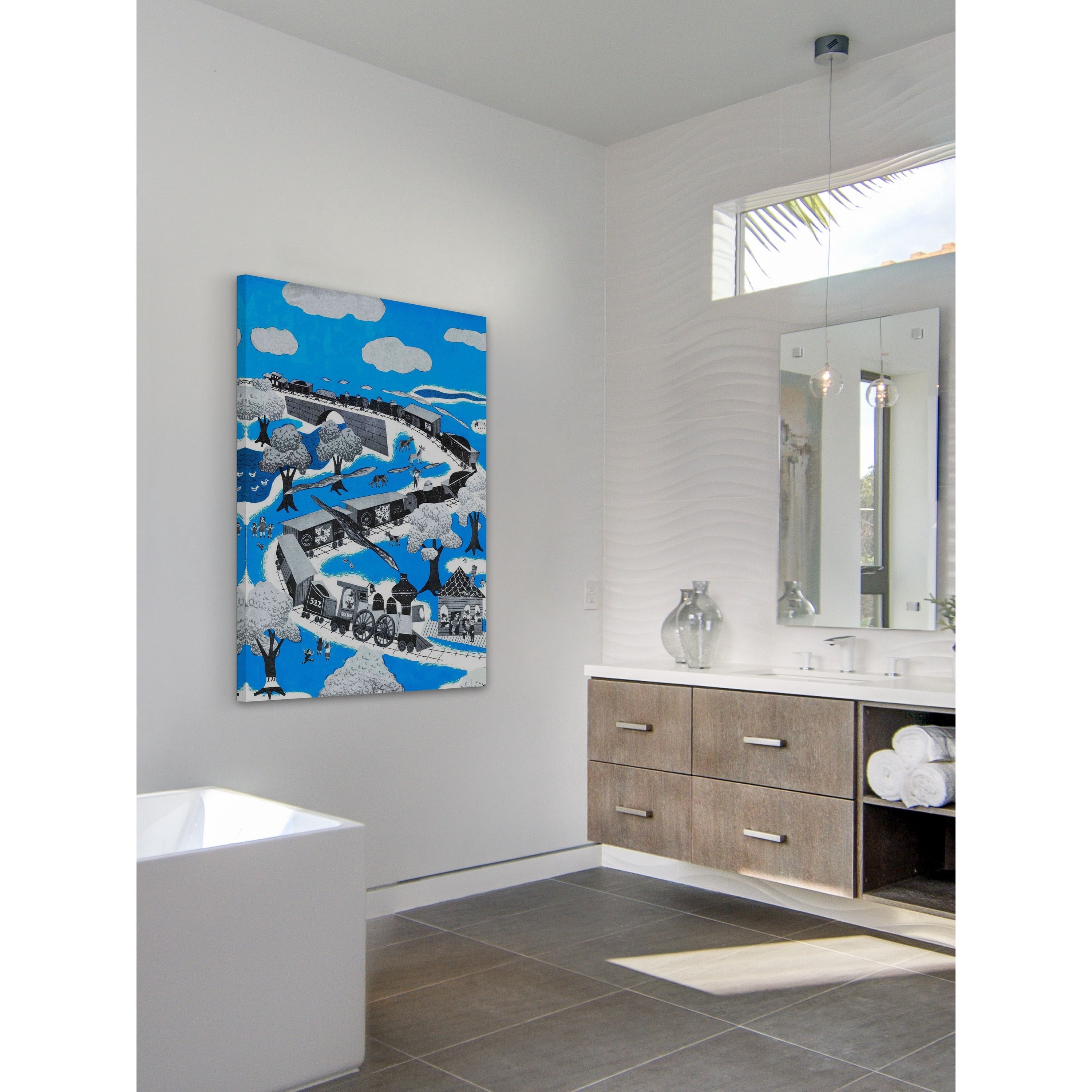 "The Longest Train" Painting Print on Wrapped Canvas
