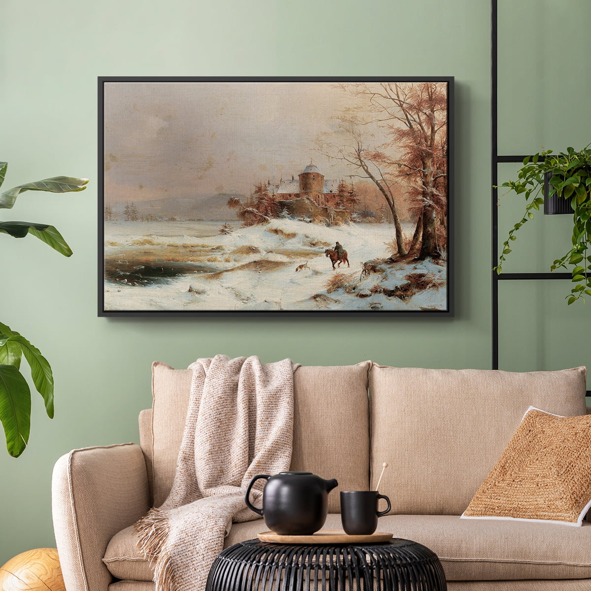 Vintage Landscape-CDIV By Wexford Home Framed in Black Wood Gallery Wrapped Canvas 17 in. x 25 in.
