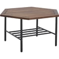 thumbnail image 1 of Pearson Table Basse Hexagonale Moderne en Bois et Métal pour Extérieur, Brun Foncé, 1 of 8