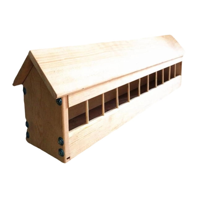 Alimentán de paloma de madera, alimento para pollo, menos desechos de concha de alimentación de pájaros, tazón de aves de corral para palomas de jardí 80x11x7cm