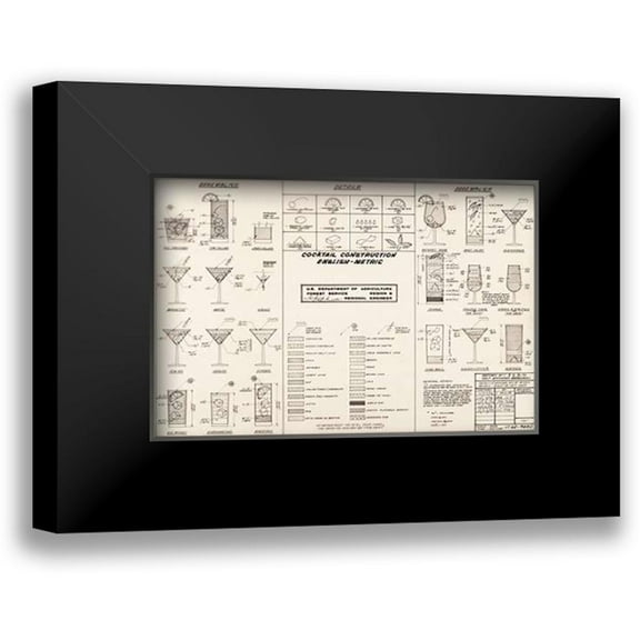 Ketcham, Cleve Red" 14x11 Black Modern Framed Museum Art Print Titled - The Cocktail Construction Chart, U.S. National Forest Service, 1974