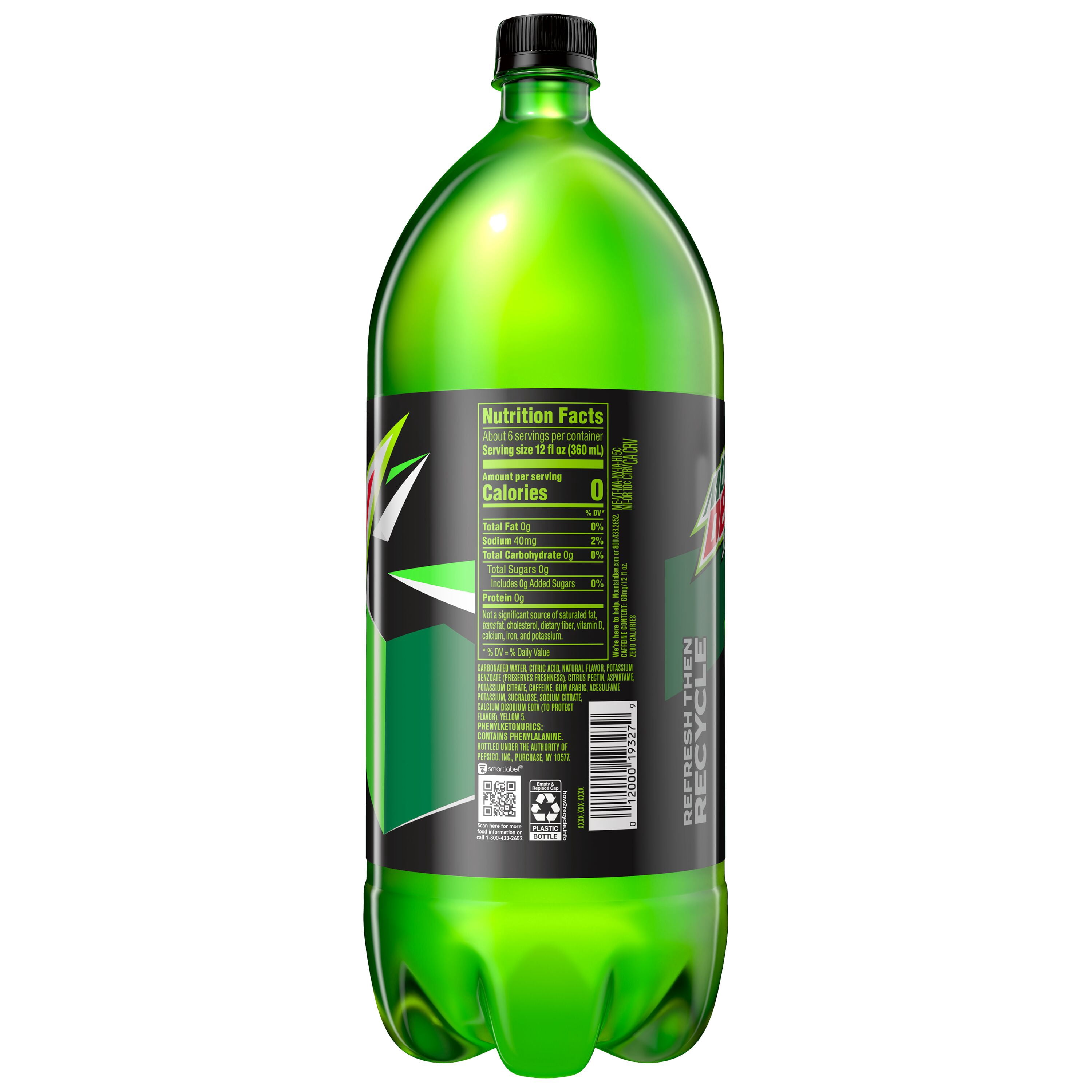 (5 pack) Mountain Dew Zero Sugar Citrus Soda Pop, 2 Liter Bottle