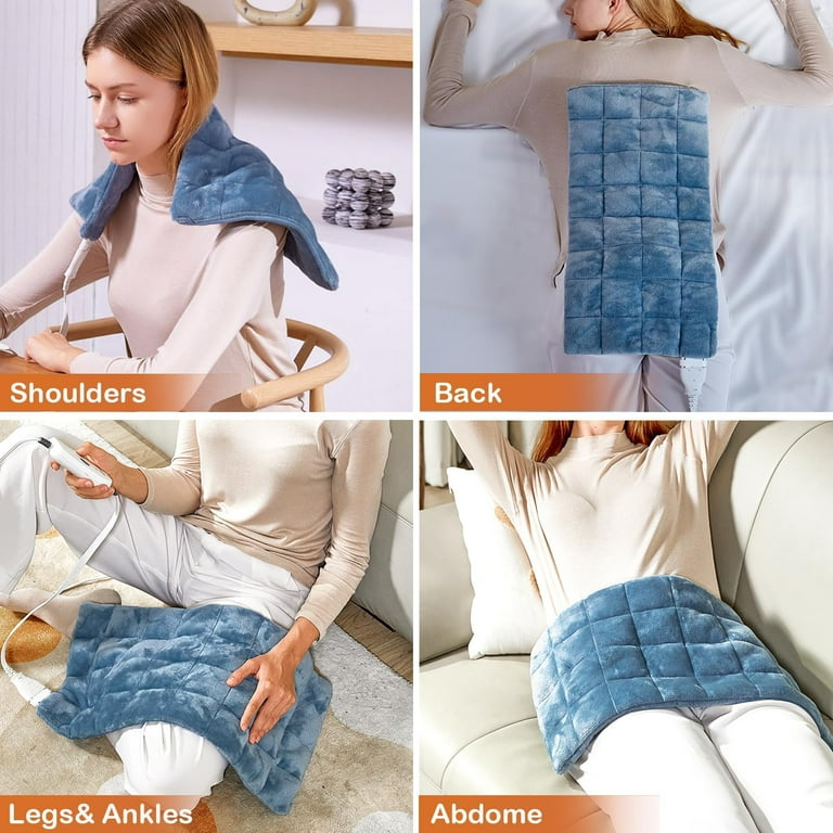 Weighted Electric Heating Pad with Massage, 3 Heat Levels and 3 Vibration Settings for Back Pain, Neck and Shoulders Weighted Electric Heating Pad with Massage, 3 Heat Levels and 3 Vibration Settings for Back Pain, Neck and Shoulders