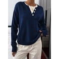 thumbnail image 2 of DOKOTOO Womens Sweater Tops Crew Neck Long Sleeve Knit Pullover Shirt 2 in 1 Layered Look Button Detail Lightweight Casual Top S-2XL, 2 of 10