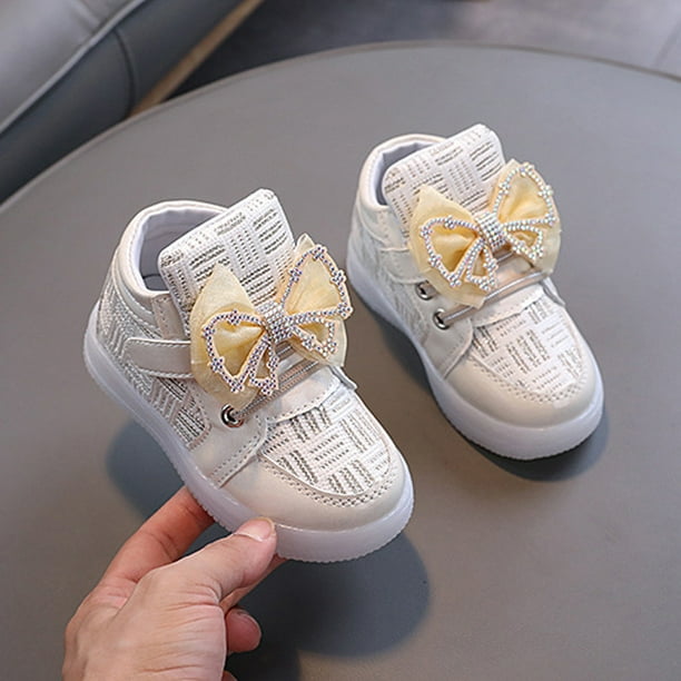 HAOTAGS Toddler Girls Shoes with LED Light Up Shoes Bowknot