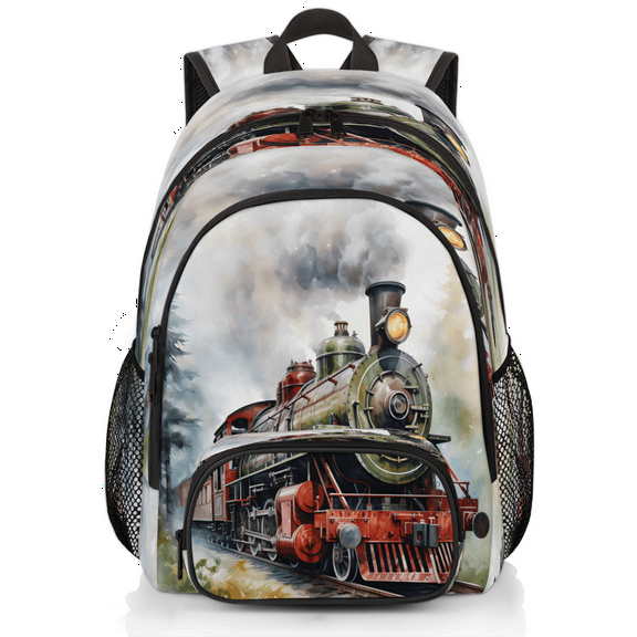 Herdesigns Retro Steam Train Laptop Backpack for Women Men, 18.3 Inch Travel Work Backpacks, Vintage Old Train Waterproof Computer Casual Daypack Nurse Teacher Bags
