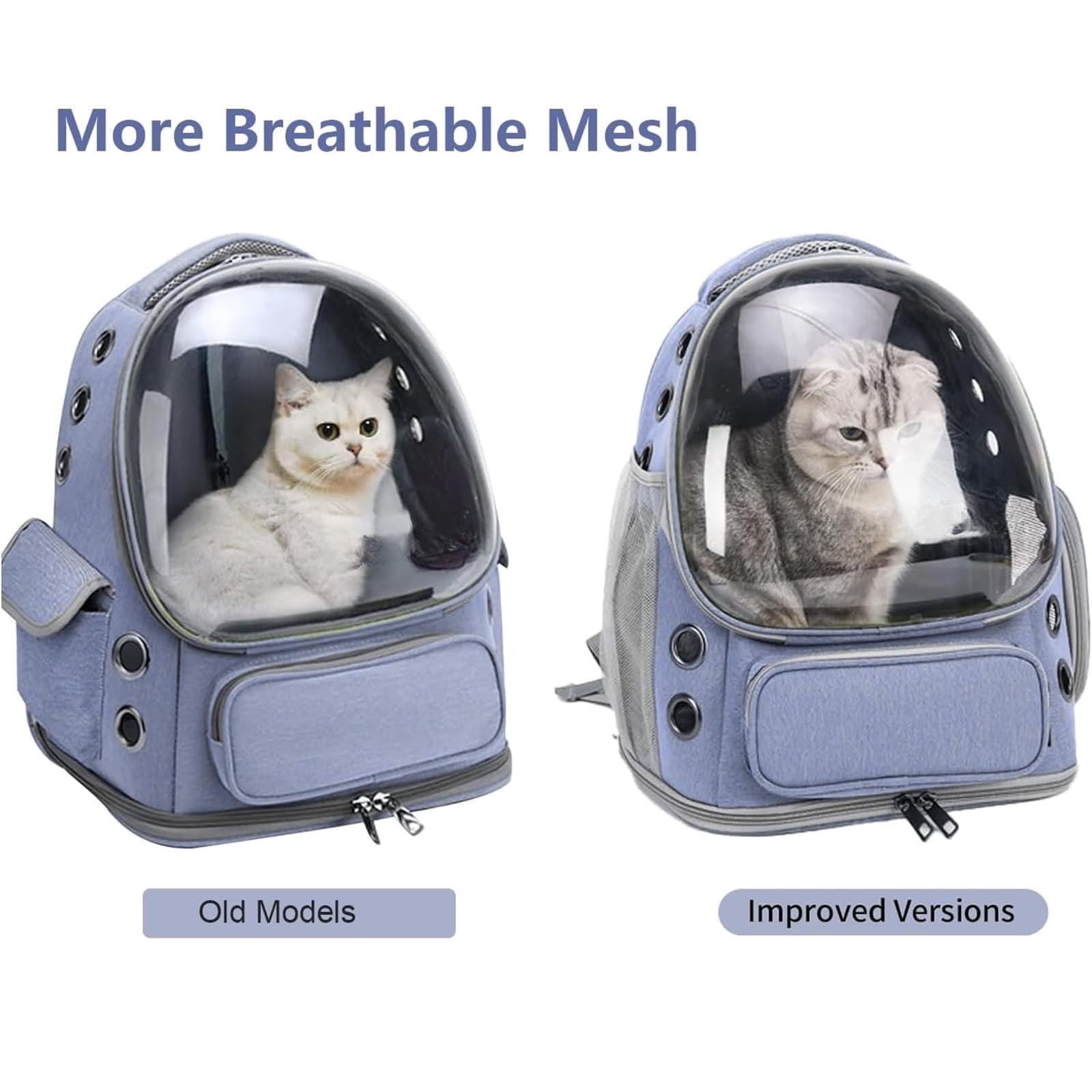 Cat Backpack Carrier, Breathable Cat Carrier Large Space Bubble Pet Backpack for Kitty Small Dog up to 15lbs, Transparent & Foldable Pet Carrier for Travel Hiking