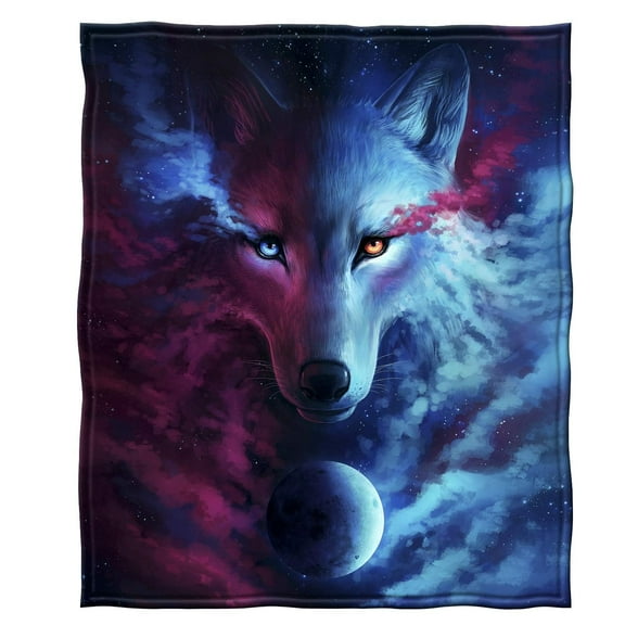 Dawhud Direct | Celestial Wolf Super Soft Fullqueen Size Plush Fleece Blanket