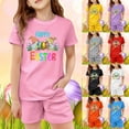 thumbnail image 5 of MUXiin Easter Girls 2 Piece Outfits Cotton Cartoon Rabbit Bunny T-Shirt and Shorts Set with Pockets Casual Wear, 5 of 5