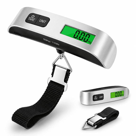 Luggage Scale 110 Lb Digital Luggage Scale Stainless Steel Hanging Handheld Travel Scale with Tare Function Silver