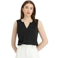 thumbnail image 1 of Blusa sin mangas con cuello en V para camisas de trabajo de oficina de gasa para mujer Negro XS, 1 of 6